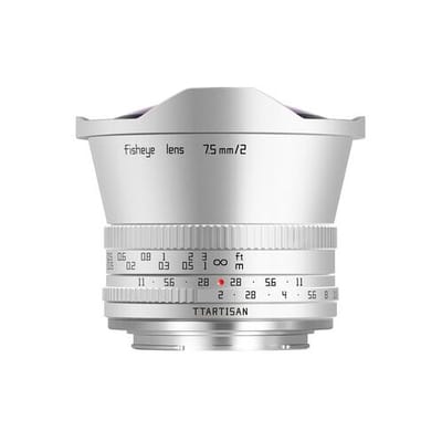 TTArtisan 7,5mm f/2.0 Fisheye, zilver  Sony E-bevestiging
