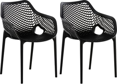 CLP Air Set van 2 Tuinstoelen - Stapelbaar - UV-lichtbestendig - Waterafstotend - zwart