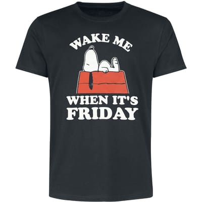 Peanuts T-shirt - Snoopy - Wake Me When It’s Friday - M tot 5XL - voor Mannen - zwart