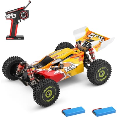 Wltoys Voiture télécommandée tout-terrain XKS 144010 à grande vitesse 75 km/h 1/14 2,4 GHz Voiture de course 4WD RTR 2 battery jaune