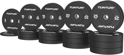 Tunturi Platinum bumperplates - Halter gewichten - Halterschijven - Set 290kg - Zwart
