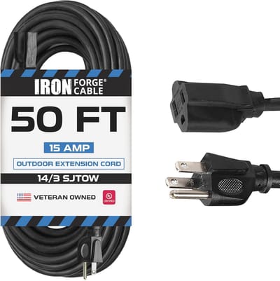 50 Ft Verlengsnoer met 3 Stopcontacten - 14/3 SJTOW Zware Kabel