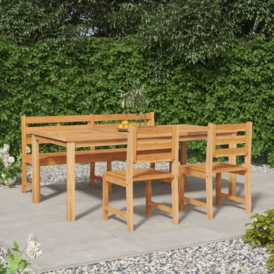 vidaXL - 4-delige - Tuinset - massief - teakhout