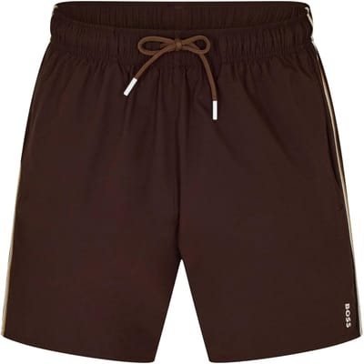 Boss Heren Iconic Logo Zwemshort (Donkerbruin)