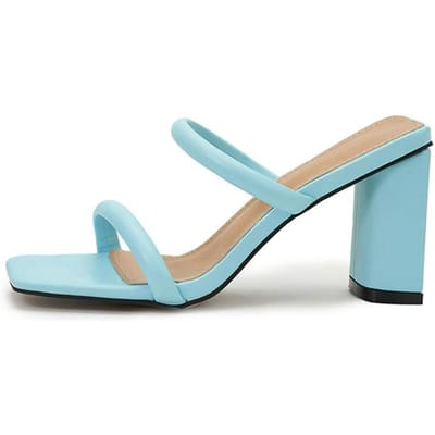 Zomer Roze Smalle Band Dames Pantoffel Casual Vierkante Hoge Hak Dames Strand Slippers Buiten Gladiator Sandalen Schoenen 35 blauw