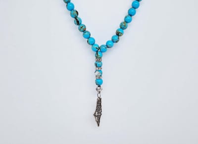 Handgemaakte Natuurstenen Autohanger " Turkoois bakeliet "- Met metalen hanger "Palestina" - 8 mm diameter van de korrel- Mooie accessoire en decoratie voor de auto