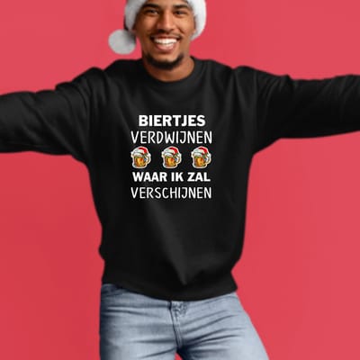 Foute kersttrui- Biertjes verdwijnen waar ik zal verschijnen- kerst sweater zwart maat 3XL