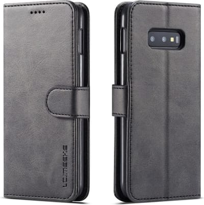 LC.IMEEKE Luxe Book Case - Geschikt voor Samsung Galaxy S10e Hoesje - Zwart