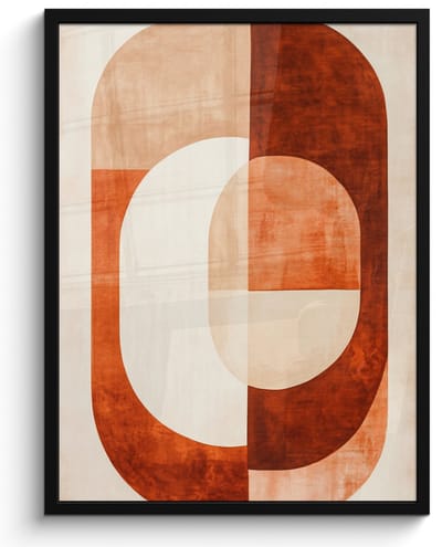 Poster in lijst - Fotolijst 50x70 cm - Posters - Illustratie - Abstract - Vormen - Rood - Posterlijst zwart - Decoratie - Wanddecoratie woonkamer - Muurdecoratie slaapkamer