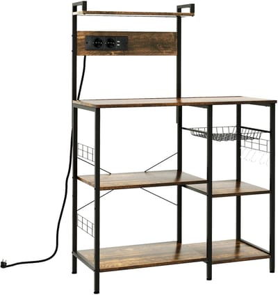 HOMCOM Keukenopbergplank - Spaanplaat - 90x42x130cm - Bruin