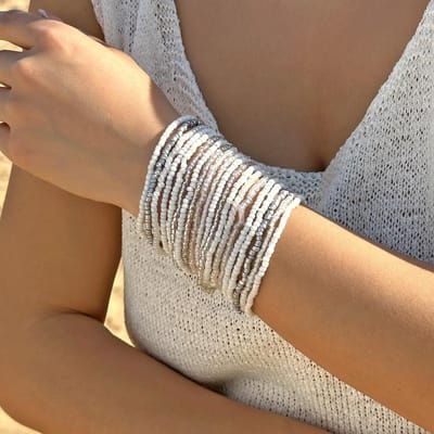 Bracelet d'été tendance pour femme et bracelet polyvalent fait main en perles gray