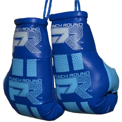 Punch Round Mini Carhanger Bokshandschoenen Blauw Wit