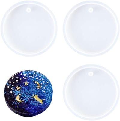 Siliconen Sleutelhanger in Ronde Vorm, Resin Mallen met Gaten voor DIY Sieraden, Creatief Knutselen en Wanddecoratie, Set van 3 Stuks