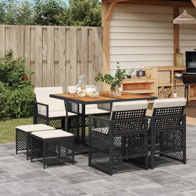 vidaXL - 9-delige - Tuinset - poly - rattan - zwart