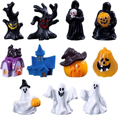 Halloween Miniatuur Decoraties - Griezelige Figuurtjes - Feestelijke Sfeer Creëren - Realistische Texturen - 11 Stuks Set - Gekleurd