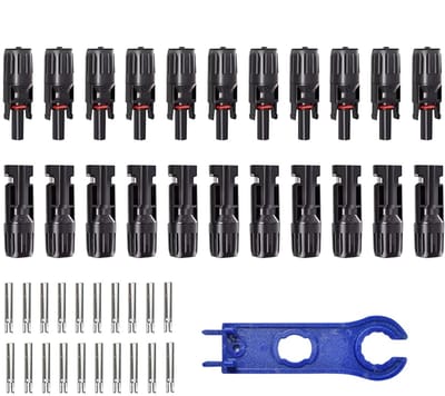 Zonnepaneel stekker - MC4 connector set - Fotovoltaïsche installatie - Waterdichte kabelboom - PPO eenheidsmaat - Zwart
