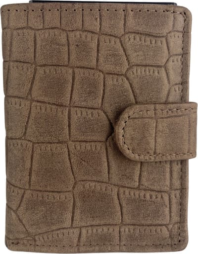 Pasjeshouder Uitschuifbaar – Bruin – Croco print - Leer - Creditcard Houder - RFID – Anti Skim - Muntgeld Ritsvak - Pasjeshouder