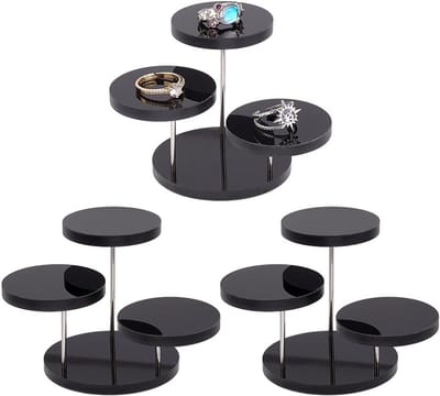 Set van 3 Ronde Acryl Display Riser Standaards - 4.8cm Diameter - Zwart Acryl voor Sieraden, Minifiguren en Verzamelobjecten
