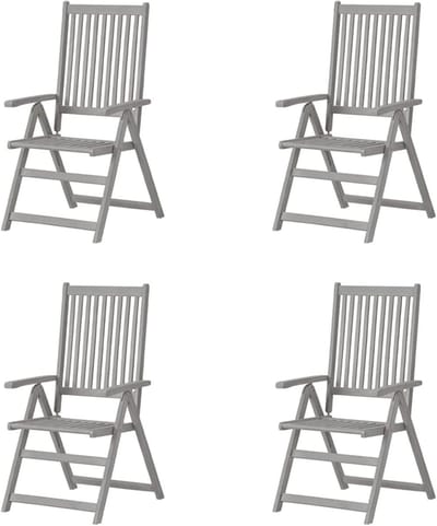 Tuinstoelen set - Buitenstoelen - Ontspannen buiten - 5 standen verstelbaar - 4 stuks - Grijs