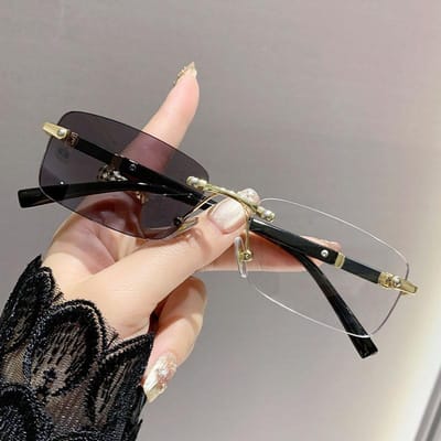Kleurveranderende Zakelijke Stijl Anti-glare Randloze Progressieve Lenzen Voor Mannen, Met High-end Stijl Rand en Zonder Montuur.3323 -3.5 goud