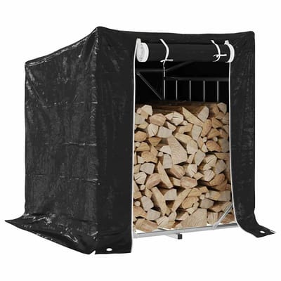vidaXL - Haardhoutrek - met - regenhoes - 100,5x100,5x110,5 - cm - staal