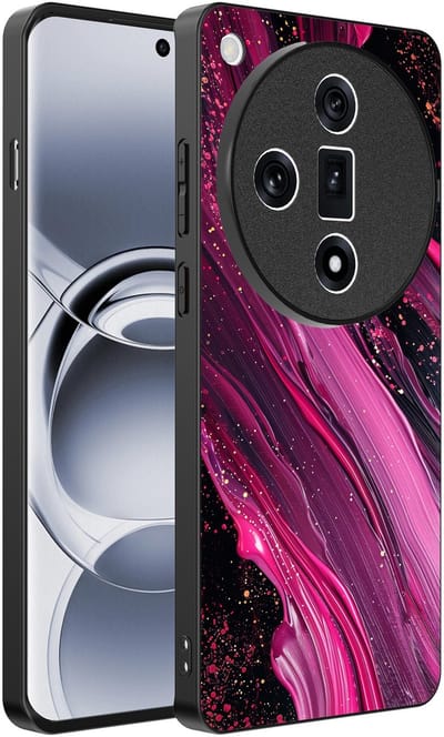 Smartphonica Telefoonhoesje Geschikt voor Oppo Find X7 met marmer opdruk - TPU backcover case marble design - Paars Roze geschikt voor Oppo Find X7