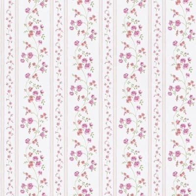 Petite Fleur 3 Engels Bloemenbehang Roze Strepen Landelijke Cottage Stijl 285313