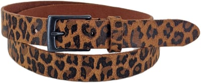 Leren Dames Riem Panterprint | 3cm breed | Riemmaat: 90 (totale lengte: 105cm) | 100% echt leer | Kleur: panterzand | Nikkelvrije gesp