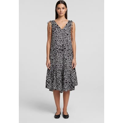 Karl Lagerfeld Linen Blend Dress Giraffe Black/white Taglia: 38 | Abiti Midi Outlet | Donna | Bianco