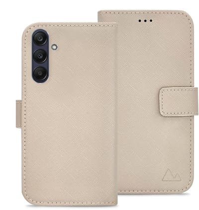 My Style Telefoonhoesje geschikt voor Samsung Galaxy A25 Hoesje | My Style Flex Wallet Bookcase Portemonnee | Pasjeshouder voor 3 Pasjes | Telefoonhoesje voor Pinpas / OV Kaart / Rijbewijs - Warm Taupe | Taupe