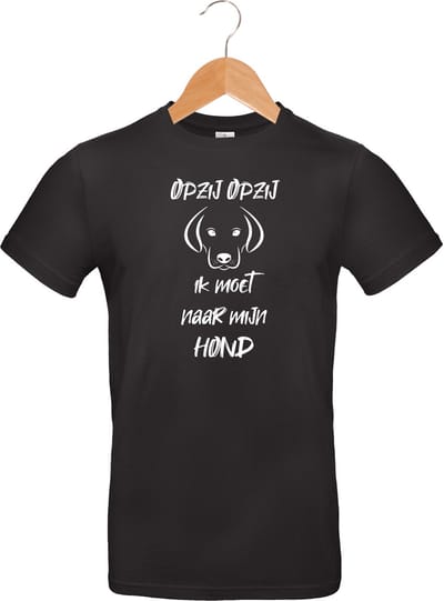 mijncadeautje - T-shirt unisex - zwart - opzij opzij ik moet naar mijn - Hond - maat S