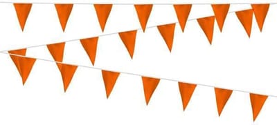 Oranje stoffen vlaggenlijn 40 meter | zware kwaliteit