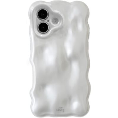 xoxo Wildhearts Bubbly case White telefoonhoesje - Geschikt voor iPhone 16 - Hoesje met bobbeltjes - Krullende golfvorm - Wolken hoesje - Schokbestendig - Telefoonhoesje met camera bumper - Wit