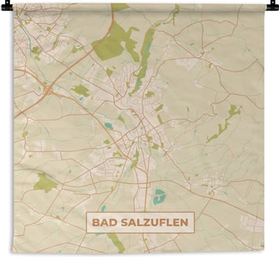 Wandkleed - Wanddoek - Plattegrond - Bad Salzuflen - Kaart - Stadskaart - Vintage - 180x180 cm - Wandtapijt