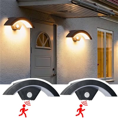 2x LED-wandlamp voor buiten - met bewegingssensor - 24W - Warm wit licht - 3000K - IP65 waterdicht - voor voordeur, tuin, veranda, entree en terras