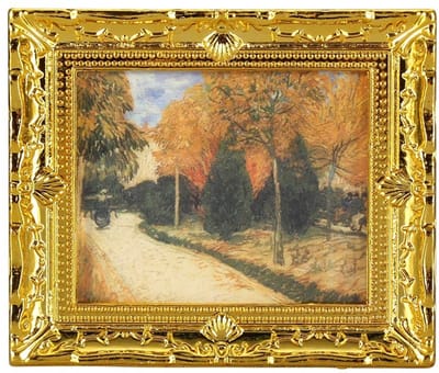 Allecto - Poppenhuis Olieverfschilderij - Miniatuur Wanddecoratie - Gouden Frame - Decoratie Accessoires - Perfect voor Poppenhuizen - 1:12 Schaal
