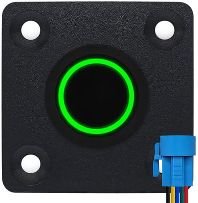 ProRide Metalen drukschakelaar Inbouwpaneel 12V ON-OFF - 19mm - met Aansluitkabel - 12V/24V - LED indicatie Groen