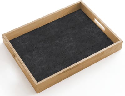 Dienblad hout 40x30 cm - Schootdienblad - Donkergrijs - Asfaltstructuur - Ruw - Borrelplank rechthoek - Plateau dienbladen