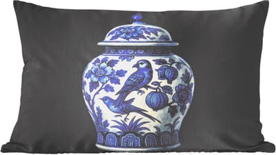 Sierkussens - Kussentjes Woonkamer - 60x40 cm - Pot - Delfts Blauw - Bloemen