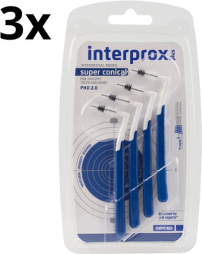 Interprox Plus Ragers Super Conical Donkerblauw PHD 2.0 – 3 x 4 stuks - Voordeelverpakking