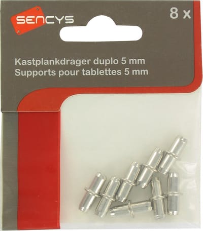 SENCYS kastplankdrager duplo 5mm vernikkeld metaal 8 stuks