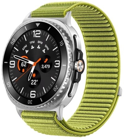 By Qubix - smartwatch bandje - Compatible Samsung bandje - Nylon ribbelbandje - Groen - Geschikt voor Samsung Galaxy Watch 9 (40/44mm) - Watch 8 (40/44mm) - Watch 8 Classic (46mm)