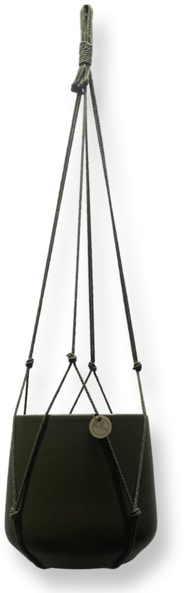Plantenhanger Zonder Kwast - Kies Kleur en Lengte - Olijfgroen - 60 cm lang - Katoenkoord - Geschikt voor Pot met Diameter t/m 15 cm - Handgemaakt in ons Macramé Atelier - Prijs per Stuk - Let op: Exclusief Pot - Inclusief Verzendkosten