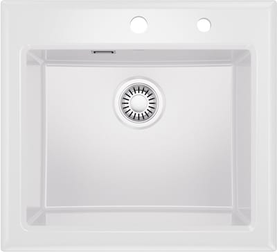 CECIPA max Spoelbak Keuken 55x50 CM - Keramische Spoelbakken Keuken - Enkele spoelbak Wit - Spoelbakken Met Waterafvoersysteem