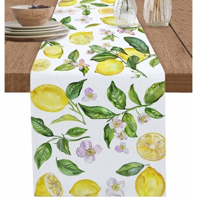 Gele Citroen Vruchten Bloemen Linnen Tafel Runner Commode Sjaal Tafel Decor Boerderij Keuken Eettafel Runner Feest Decoraties 150x33cm