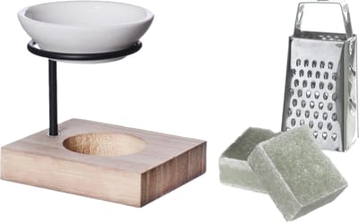 Ideas4seasons Amberblokjes/geurblokjes cadeauset - jasmijn - inclusief geurbrander en mini rasp