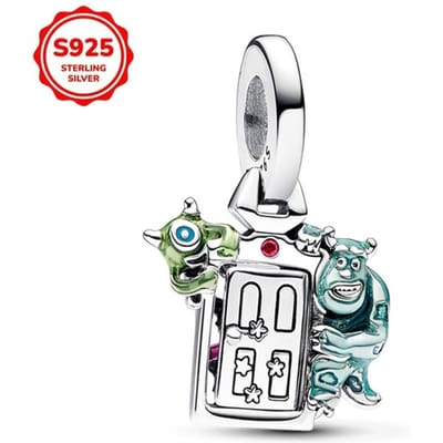 Bedel Kralen Componenten Pixar Monsters en Co Deur Hanger Kralen Componenten Compatibel Met Authentieke Originele Armbanden Dames Koperen Metalen Hanger Kralen gray