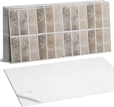 Coloray Plaktegels - Rechthoekige tegels Wandtegel Zelfklevend - 60 cm x 30 cm - Romig Plaktegels - 6 stuks - Rechthoek PVC Tegels - Plaktegels Keuken - Zelfklevende Vloertegels Badkamer - Vinyltegels Vloer Zelfklevend - Zelfklevende Wandtegels