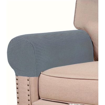2-pack Klassieke Stretch Fluweel Armleuninghoezen voor Bank, Passende Elastische Band Sliphoes Grip, Wasbare Polyester Spandex Meubelbeschermer