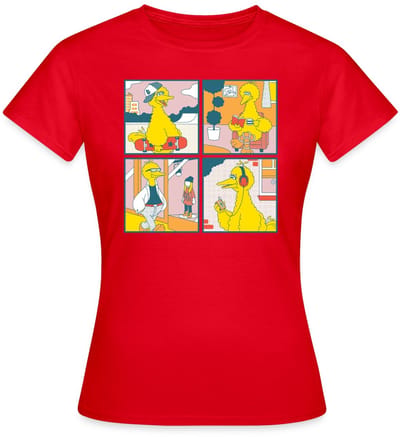 Sesamstraat Bibo Striptegels T-Shirt Dames